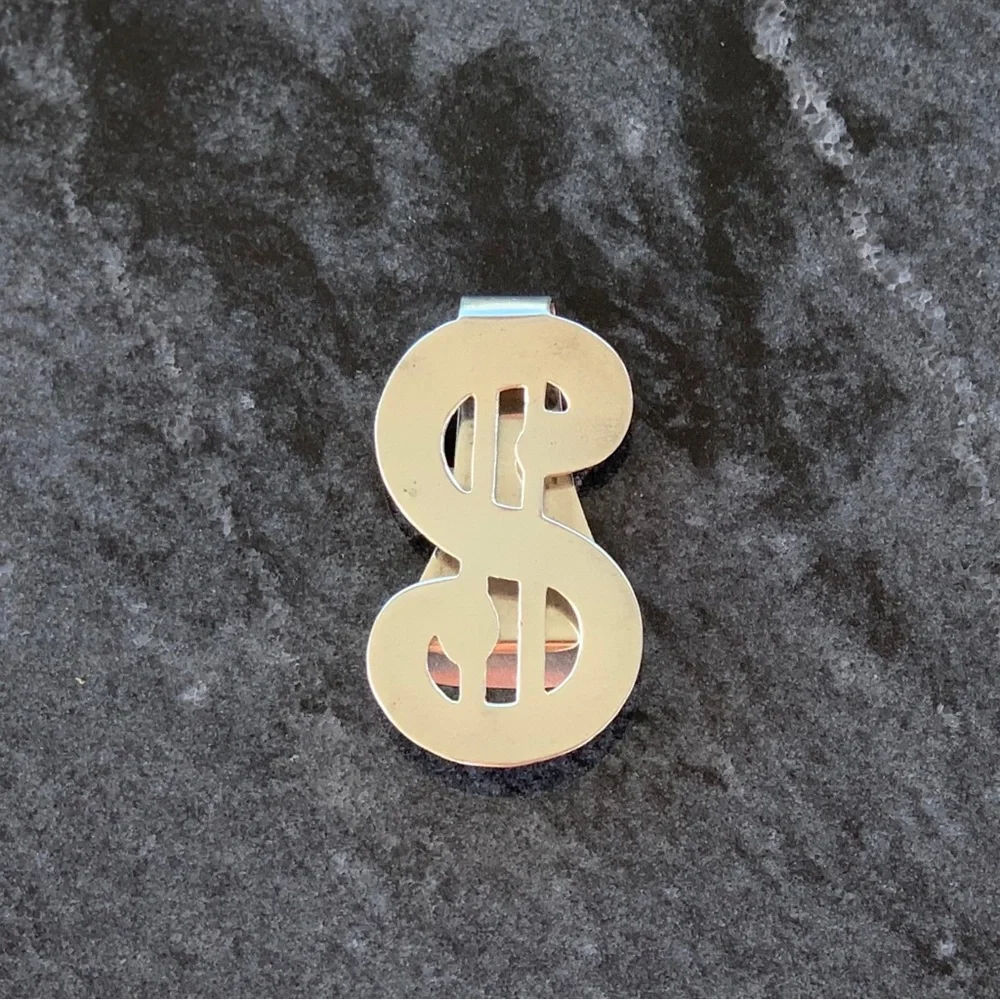 Dollar Sign Symbol Sterling Silver Money Clip, Vintage